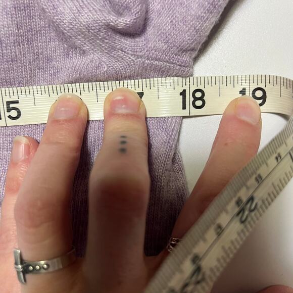 J Crew XXS Purple V Neck Relaxed Pullover Layered Sweater White Cuffs Wool Blend - Picture 5 of 10